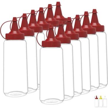 Imagem de Kit 12 Bisnagas Flexível Transparente 250ML Molho Ketchup Maionese Mos