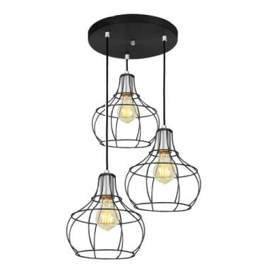 Imagem de Lustre Pendente Triplo Aladim Aramado Preto - MARRYLUZ