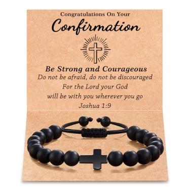 Imagem de Tarsus Pulseira cruzada, presente de confirmação de batismo, primeira comunhão, para ele, filho, neto, meninos, average, Pedra, Sem pedras preciosas