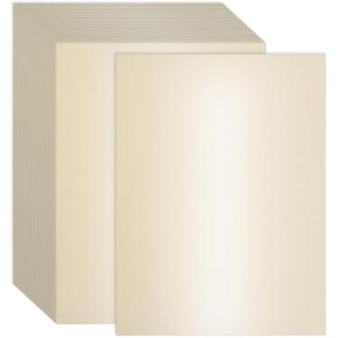 Imagem de Cartolina brilhante de 300 folhas, 21 x 28 cm, papel perolado para impressora dupla face, 250 gsm/42 kg, para convites, certificados, artesanato, cartões DIY (creme)