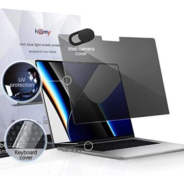 Imagem de Homy Protetor de tela de privacidade magnético para novo MacBook Pro filme de 16,2 polegadas 2021-2023. Bônus: capa de teclado ultrafina, capa de câmera web. Filtro de segurança fácil de ligar e