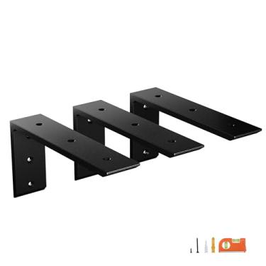 Imagem de NEODROP Pacote Com 3 Suportes De Bancada De 12", Suportes Em L Para Serviços Pesados Para Bancadas De Quartzo/Madeira/Laminado/Granito, Aço Metálico De 3/8" De Espessura, Revestimento Em Pó Preto Fosc