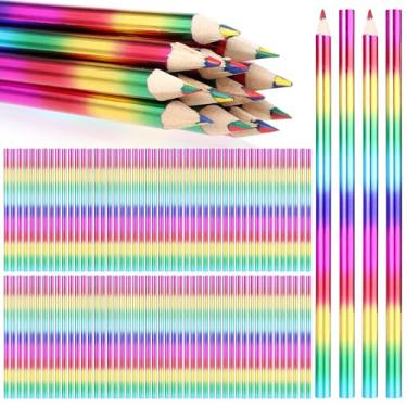 Imagem de Lemecima 96 lápis de cor arco-íris 4 em 1, lápis de cor de madeira, lápis multicoloridos para crianças, casa, escritório, escola, sala de aula
