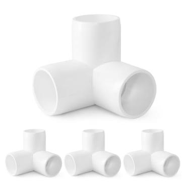 Imagem de Acessórios para tubos de PVC de 3 vias, 2,5 cm, encaixe em T de saída lateral de canto de cotovelo de PVC branco Zernmiarder SCH40, conectores de tubulação de grau de móveis - Serve para tubos de