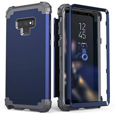 Imagem de IDweel Capa para Galaxy Note 9, Note 9 azul para homens, 3 em 1, à prova de choque, fina, híbrida, proteção resistente, capa de policarbonato rígido, silicone macio, resistente, capa de corpo inteiro