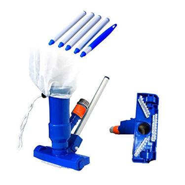 Imagem de Kit de limpeza de piscina aspirador de pó cabeça de sucção com escovas haste extensível bolsa de malha