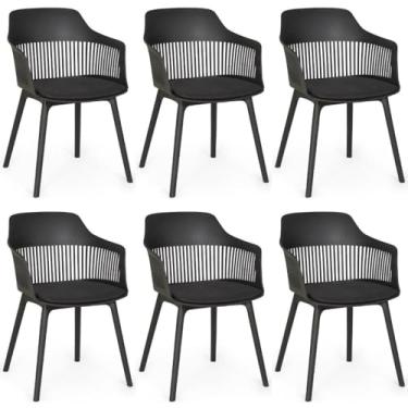 Imagem de Kit 6 Cadeiras de Jantar Estofada Marcela - Preto