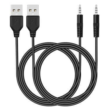 Imagem de Coomoors Adaptador de áudio USB para conector de 3,5 mm, conector de áudio auxiliar macho para USB 2.0 macho cabo adaptador para iPod Shuffle MP3 Player fones de ouvido alto-falantes e outros