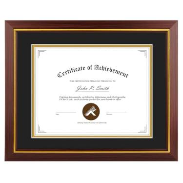 Imagem de Moldura para diploma de 21 x 28 cm - Use como moldura de certificado de 21 x 28 cm com tapete preto sobre ouro ou moldura de 28 x 35 cm sem tapete para documento de certificado universitário - Moldura