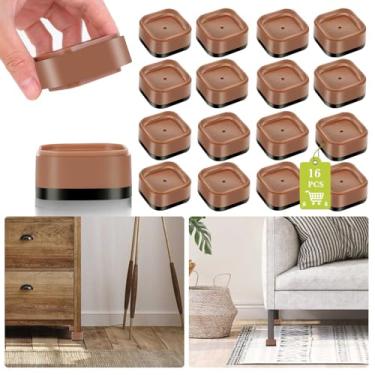 Imagem de Pacote com 16 peças de elevação para móveis de 2,5 ou 7,6 cm, ajustáveis para cama, mesa, mesa, sofá, armário, cama, pernas, dormitório, quadrados, empilháveis, blocos de elevação de 2,5 cm, 5 cm ou