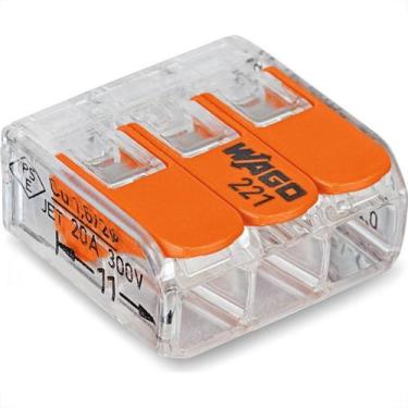 Imagem de Conector Emenda Wago 3Polo 4Mm 221-413 - Kit C/50