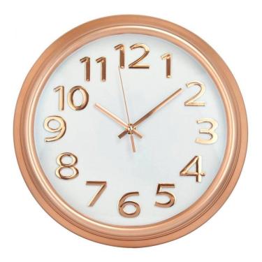 Imagem de Relógio De Parede Redondo Moderno Grande Rosê Gold  33cm