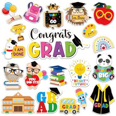 Imagem de JAPBOR Decoração de ímã de carro de graduação - 20 peças magnéticas de decoração de jardim de infância, adesivos magnéticos de geladeira de pós-graduação pré-escolar, parabéns para decoração de casa