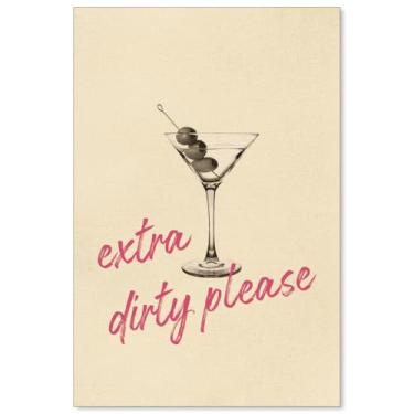 Imagem de enttgo Pôster Dirty Martini Retrô Cocktail Drinks Arte de Parede Moderna Casa Bar Cozinha Decoração 40 x 61 cm Sem Moldura Funky 70 Impressão em Tela