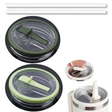 Imagem de 2 peças de 1,134 g copo de substituição com tampa flip de canudo compatível com copo Stanley Cup 1,134 g, 121 combinações de cores, tampa de canudo Stanley Flip sem odor e à prova de vazamento (verde