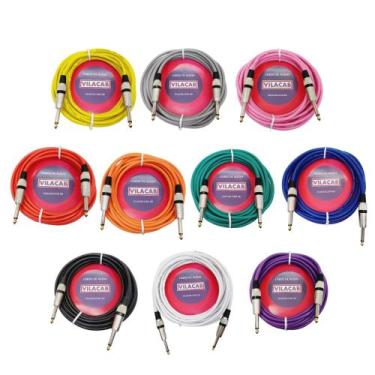 Imagem de Kit 10 Cabos P10 P10 Mono Coloridos 2 Metros Multi-uso - Vilacab