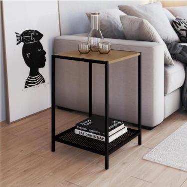 Imagem de Mesa lateral york hanover ou vermont em aço carbono preto fosco 40cm -