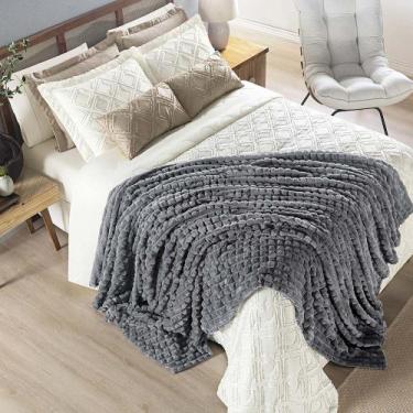 Imagem de Coordenado Cobre Leito e Cobertor Tok Max Queen Ultrasoft Alto Relevo 
