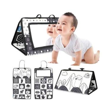 Imagem de Brinquedo Espelho Sensorial Preto e Branco para Bebês Recém-Nascidos, 