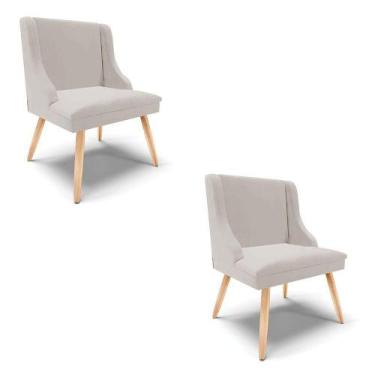 Imagem de Kit 02 Cadeiras Veludo Cinza Pés Palito Natural - DROSSI