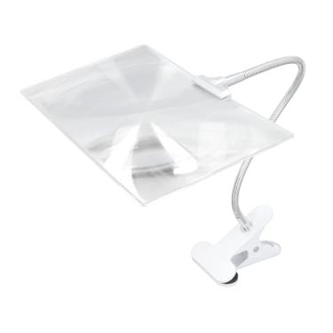 Imagem de Lupa 4X com clipe, lupa de página grande com pescoço de ganso flexível ajustável, lupa de clipe para leitura de livros, costura, artesanato, idosos com baixa visão