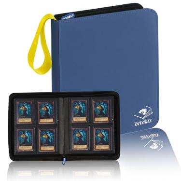 Imagem de DTCGBIN Toploader Binder, Álbum De Fichário De Cartas Colecionáveis Com 4 Bolsos, Compatível Com Pokémon Tcg Mtg, Comporta 3" X 4" 128 Cartas Rígidas - Azul Amarelo
