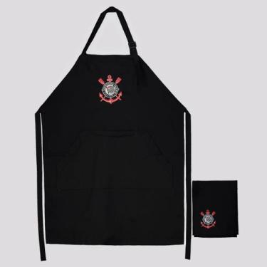 Imagem de Avental Corinthians Churrasqueiro Premium Preto - Jc Bandeiras, Único
