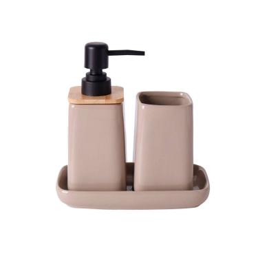 Imagem de Kit 3 Peças para Banheiro em Cerâmica Bege CQ0010 BTC