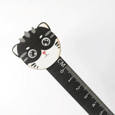 Imagem de Régua Escolar 15cm de Madeira Gatinho 1UND (Preto)