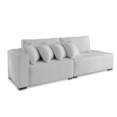 Imagem de Sofá 2 Lugares Modulado Chaise Almofada Solta Molas Isa BD Linho Cinza