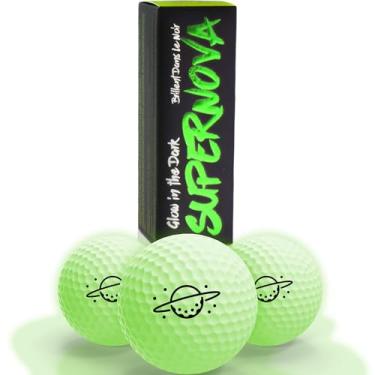 Imagem de Bolas de golfe Supernova Glow – Pacote com 3 lanternas UV recarregáveis para jogos noturnos, perfeitas para golfe noturno e crepúsculo e brilhante, brilho duradouro