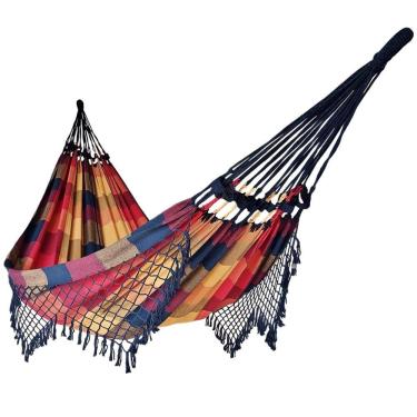 Imagem de Rede de Dormir Casal Balanço de Algodão Reforçada 3,80m x 1,50m Colorida