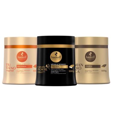Imagem de Kit 3 Máscaras de Tratamento Haskell Cavalo Forte Tutano Mandioca 500g