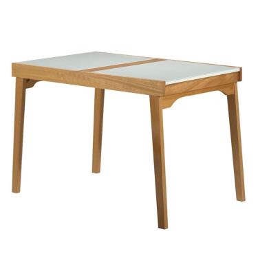 Imagem de Mesa Elastica Maragogi 1,10 mt (larg) com Tampo de Vidro Fendi Base Madeira cor Amendoa...