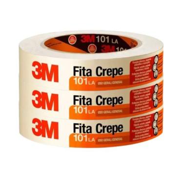 Imagem de Kit 3 fita crepe 18mm x 50 metros 3m 101la pintura marcação reforma ar