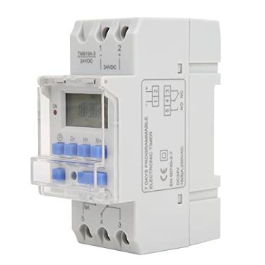 Imagem de 24V DC 16A LCD 7 Dias Programáveis ​​Timer Digital Interruptores de Bateria Substituível CR2032 Função de Contagem Regressiva Montada Em Trilho DIN de 35 Mm de 35 Mm