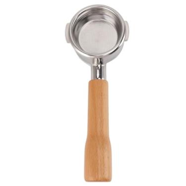 Imagem de Filtro portátil sem fundo de 58 mm, aço inoxidável de , destacável fácil de limpar, cesta de filtro de 2 orelhas para a maioria das máquinas de café (C1 cor faia)