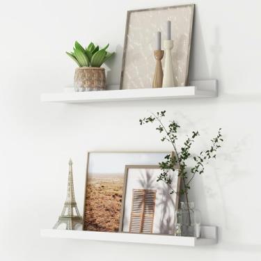 Imagem de Prateleira de borda para fotos, prateleiras flutuantes, conjunto de 2, prateleiras de livros de berçário de 61 cm para armazenamento de brinquedos, estante infantil montada na parede para sala de