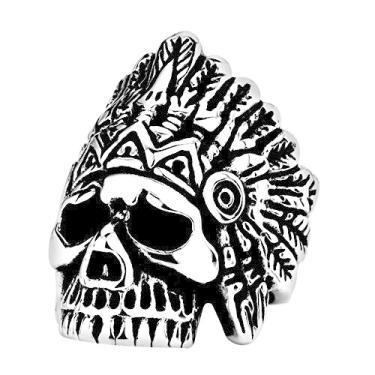 Imagem de ZMY Home Anel de aço inoxidável genuíno para homens moda punk motoqueiro anéis de caveira, Metal