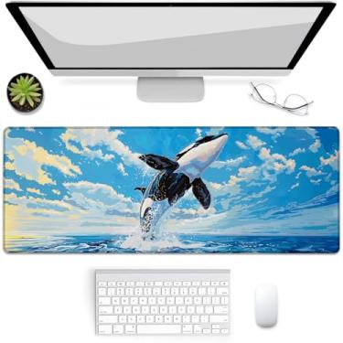Imagem de VANZEV Mouse pad para jogos orca baleia, tapete de mouse, tapete de mesa, base de borracha antiderrapante para computadores, laptop, escritório, escola, acessórios para casa, presentes 80 x 30 cm