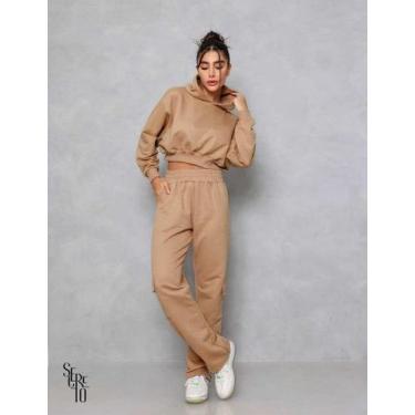 Imagem de Conjunto Moletom Feminino Cropped com Capuz  Estilo, Conforto  tumbler