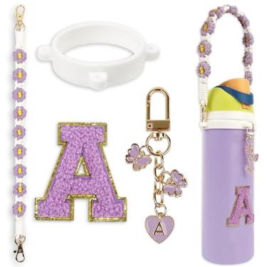 Imagem de Conjunto de pingentes de letras fofas compatível com garrafa de água Owala 680 g, 946 ml, 1,13 g, Owala Kids, copo de café Owala FreeSip – Inclui alça de alça, para acessórios Owala & Stanley Cup