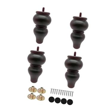 Imagem de Bothyi 4pcs móveis de madeira perna bun pés diy redonda mobiliário de madeira Os pés incluem acessórios de montagem para cômoda de cômoda de poltrona, 15cm