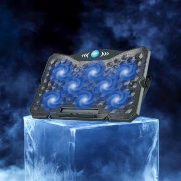 Imagem de Cooler Notebook – Suporte para Notebook com Cooler, Base Ventilada e Refrigerada com 8 Ventoinhas Ajustáveis, Compatível com Notebooks de 12 a 19 Polegadas, Portátil, Leve e com Inclinação Ergonômica