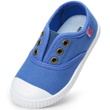 Imagem de Harvest Land Tênis infantil de lona infantil – Sapatos casuais para escola e brincadeiras para meninos e meninas, Azul, 2 Big Kid