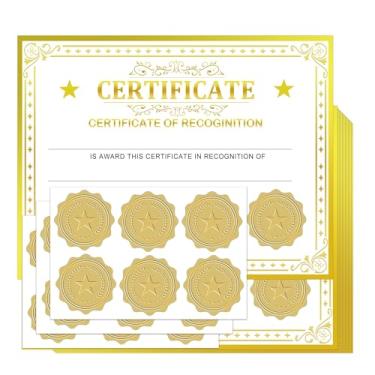 Imagem de Pacote com 25 cartões de prêmio Certificado de Reconhecimento com adesivos de folha dourada - 20 x 28 cm Diploma de graduação Award Certificados de conclusão de curso treinamento para estudantes