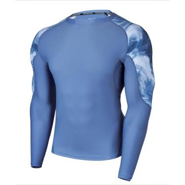 Imagem de HUGE SPORTS Camisetas de natação masculinas Rash Guard com proteção solar UV FPS 50+ Second Skins (oceano, P)