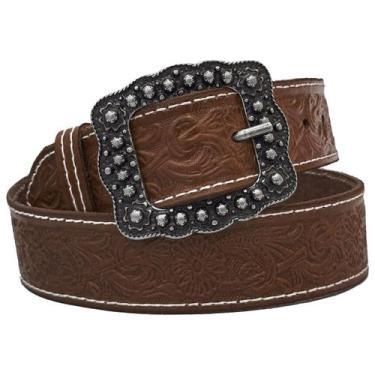 Imagem de Cinto Floral Country Feminino 100% Couro Cowgirl Sertanejo - Golden Ho