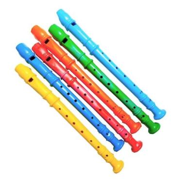 Imagem de 10 Flautas Doce Brinquedo Musical Infantil Coloridas - Evolvere