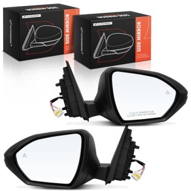 Imagem de A-Premium Par (2) espelhos retrovisores elétricos do lado do motorista e do passageiro - compatível com Hyundai Tucson 2022 2023 2024 - não aquecido, preto dobrável manual com luz de seta e detecção